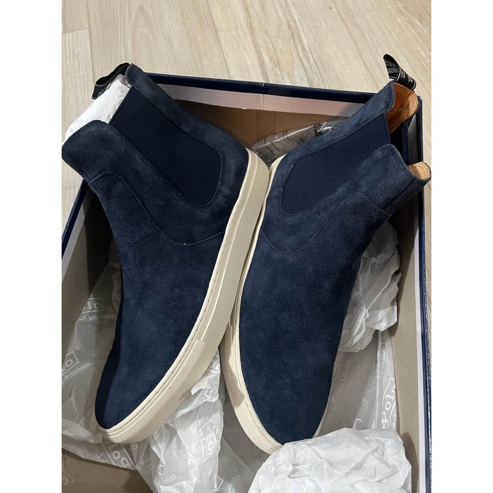 Polo Ralph Lauren Jermain Suede Leather Ankle Chelsea Boots Blue Size 7D